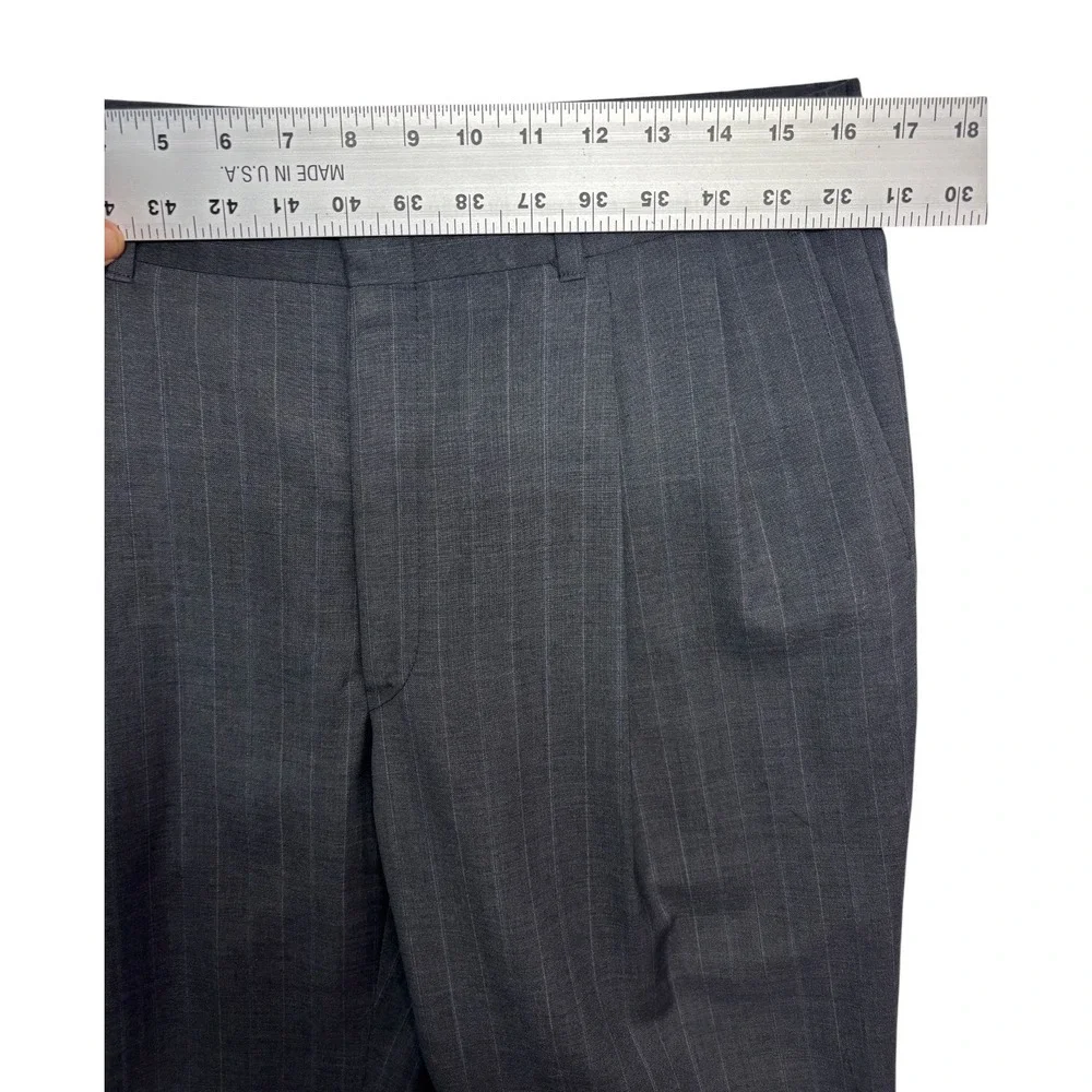 vtg 90s Briar 40S 32x27 Gray Pinstripe 2pc Pants Suit USA Wool Pleated Cuffed